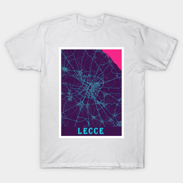 Lecce Neon City Map T-Shirt by tienstencil